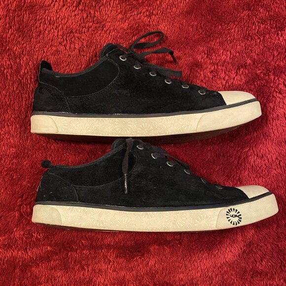 UGG Sneaker - Black Suede and Cream - Women's Size 10 - Picture 5 of 9